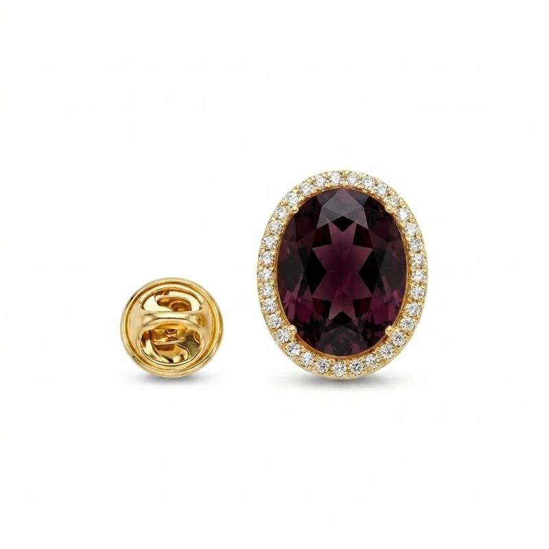 BROCHE PEDRA BANHADO OURO - ROXO