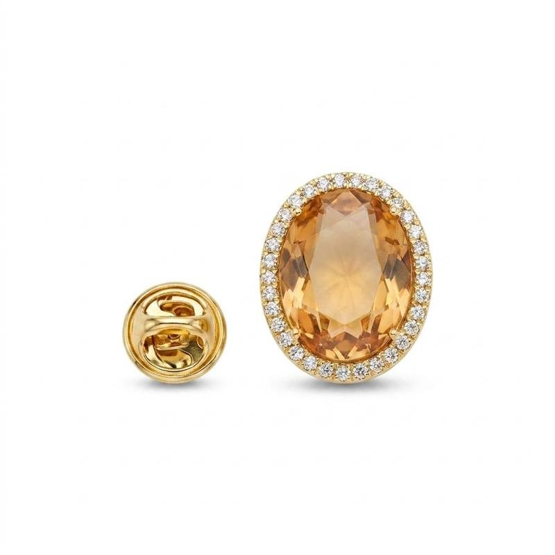 BROCHE PEDRA BANHADO OURO - SALMÃO