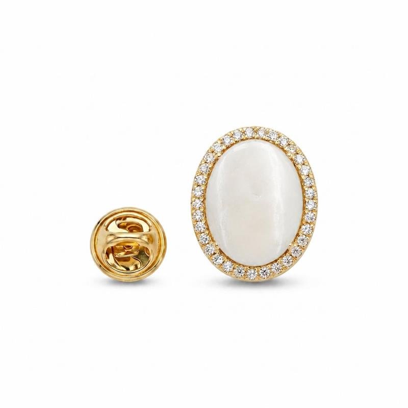 BROCHE PEDRA BANHADO OURO - MADRE PÉROLA