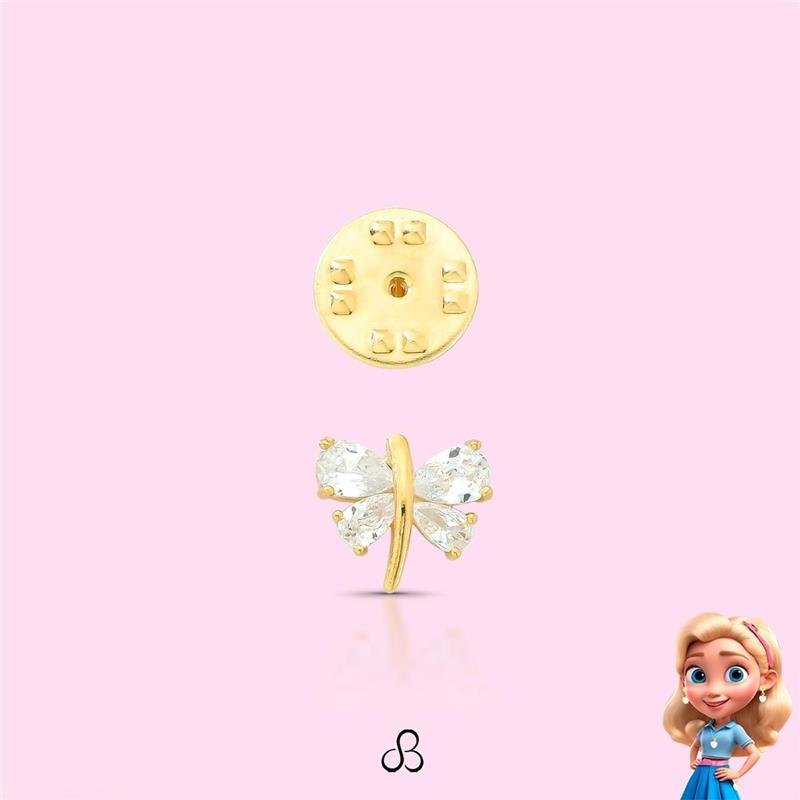 BROCHE INFANTIL LIBÉLULA BANHADO OURO - CRISTAL