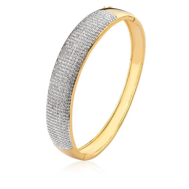 BRACELETE CRAVEJADO COM ZIRCONIA FOLHEADO A OURO