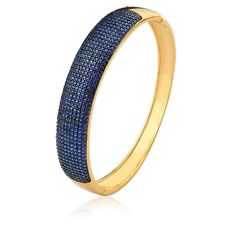 BRACELETE CRAVEJADO COM ZIRCONIA FOLHEADO A OURO