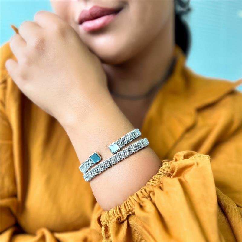BRACELETE MALHA AÇO INOX
