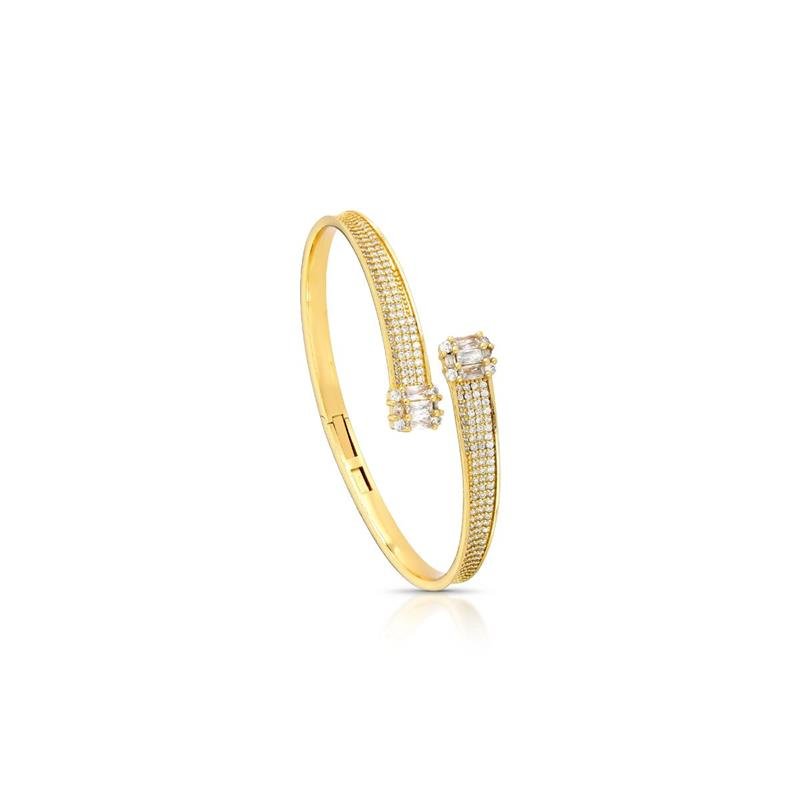 BRACELETE CRAVEJADO BANHADO OURO - CRISTAL