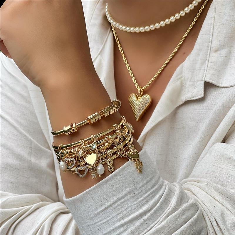 BRACELETE ARGOLAS BANHADO OURO