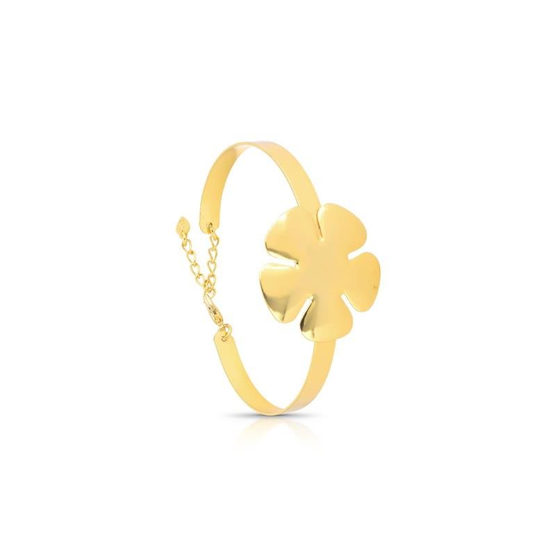BRACELETE FLOR BANHADO OURO - .