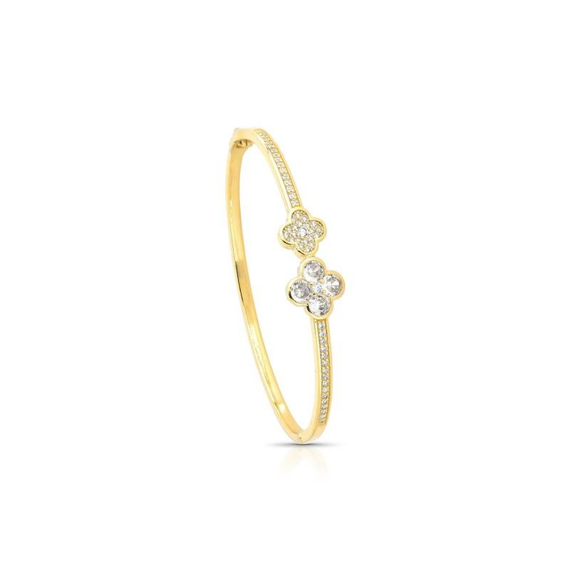 BRACELETE VINTAGE CRAVEJADO BANHADO OURO - CRISTAL