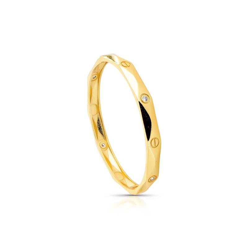 BRACELETE CRAVEJADO BANHADO OURO - CRISTAL