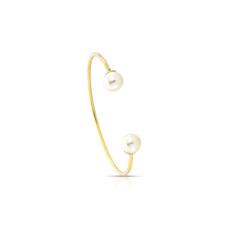 BRACELETE PÉROLAS BANHADO OURO - .