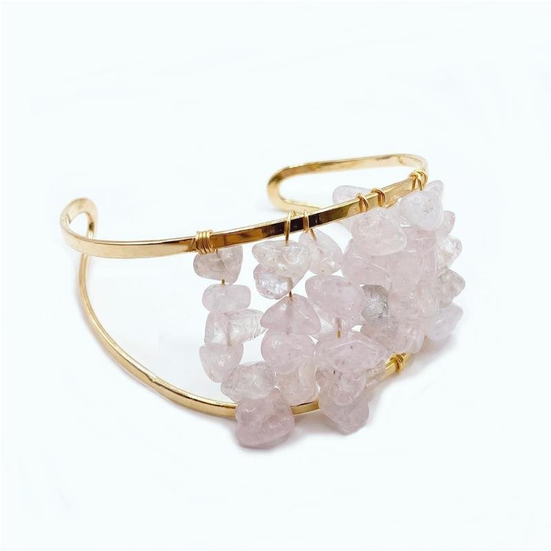 BRACELETE PEDRAS BANHADO OURO - CRISTAL
