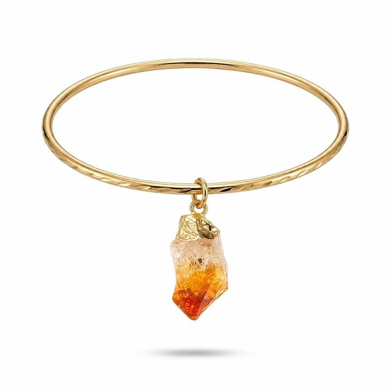BRACELETE PEDRA BANHADO OURO - CITRINO