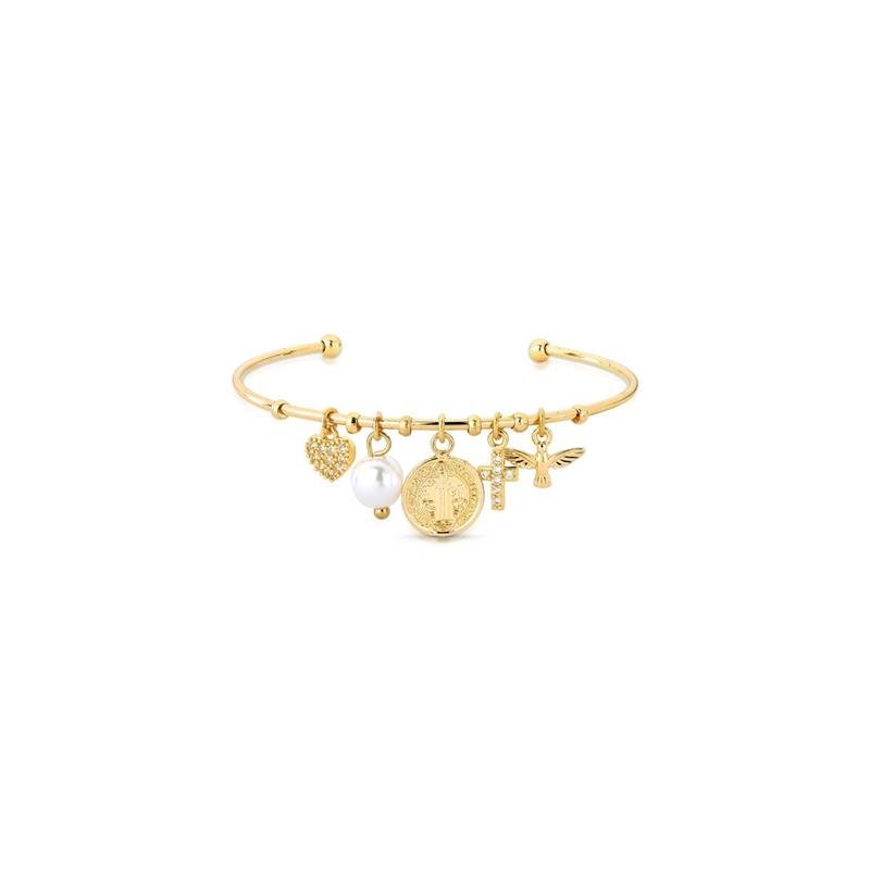 BRACELETE PROTEÇÃO BANHADO OURO - CRISTAL