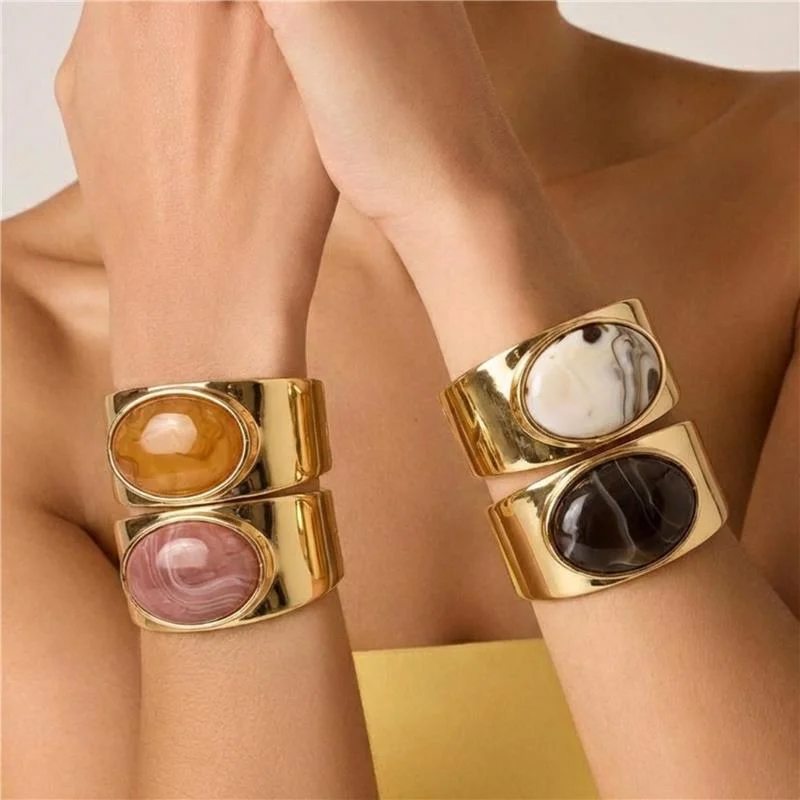 BRACELETE PEDRA BANHADO OURO - AMBAR