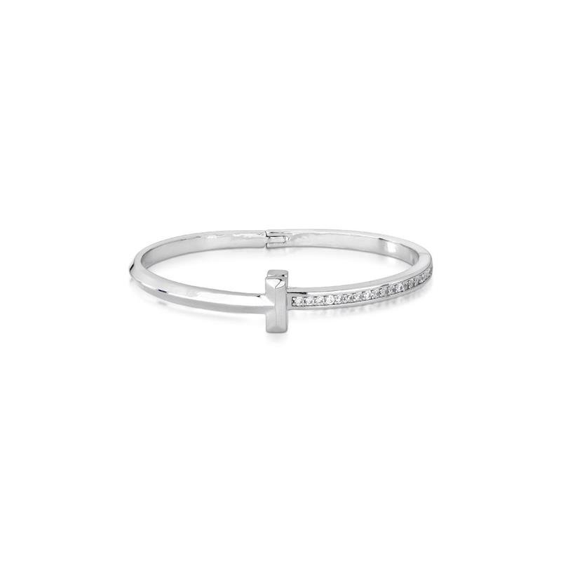 BRACELETE CRAVEJADO BANHADO RÓDIO - CRISTAL