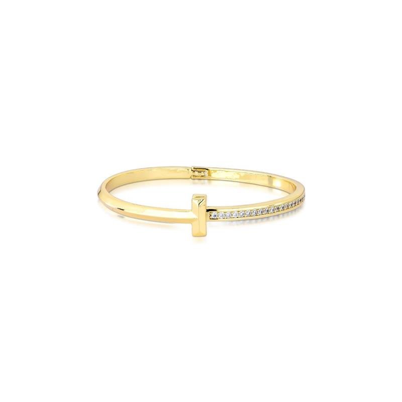BRACELETE CRAVEJADO BANHADO OURO - CRISTAL
