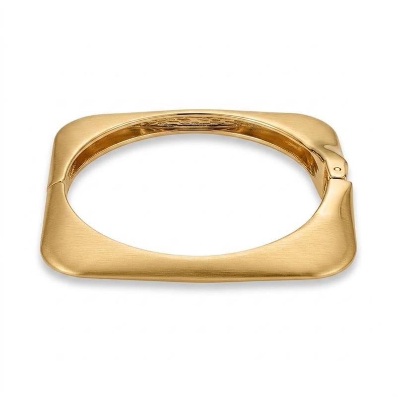 BRACELETE QUADRADO FOSCO BANHADO OURO - .