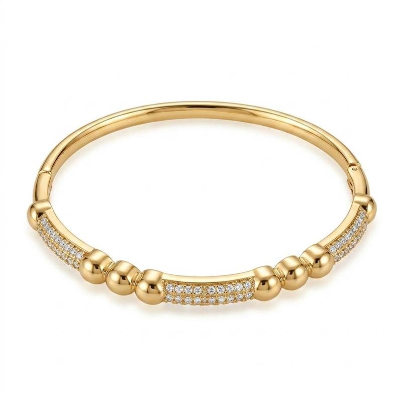 BRACELETE CRAVEJADO BANHADO OURO - CRISTAL