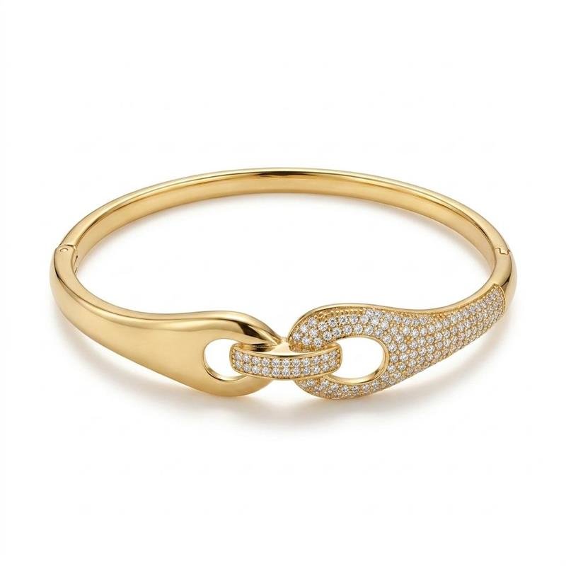 BRACELETE CRAVEJADO BANHADO OURO - CRISTAL