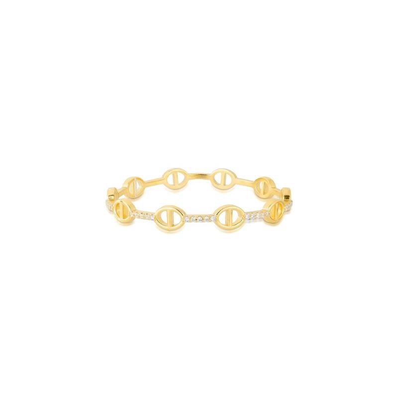 BRACELETE CRAVEJADO BANHADO OURO - CRISTAL