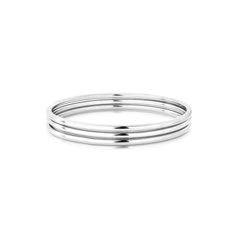 BRACELETES TRIO AÇO INOX BANHADO RÓDIO - .