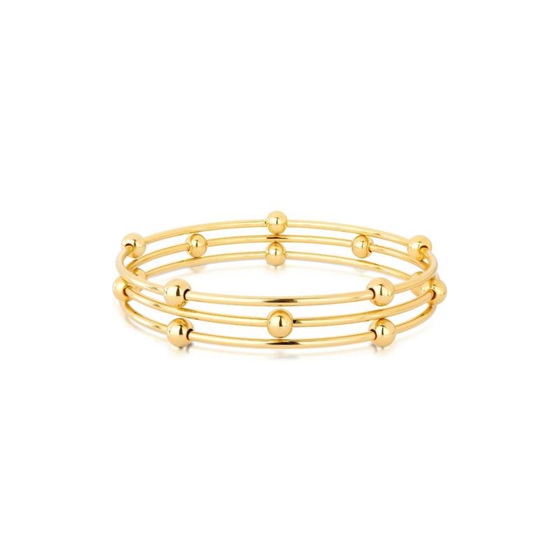 BRACELETE ESFERAS TRIO AÇO INOX BANHADO OURO - .