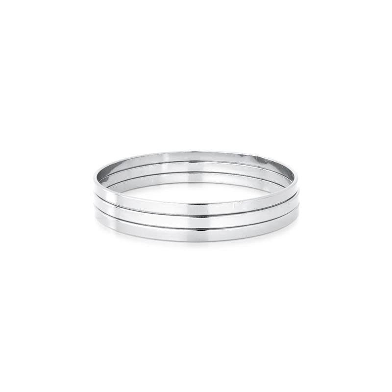 BRACELETE TRIO AÇO INOX BANHADO RÓDIO - .