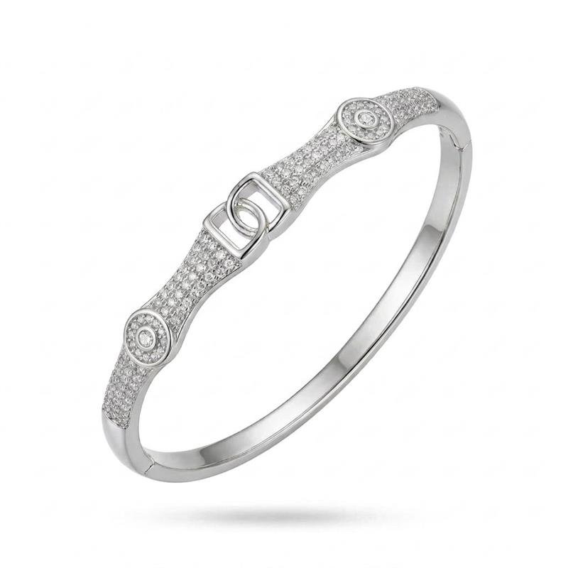 BRACELETE CRAVEJADO BANHADO RODIO - CRISTAL