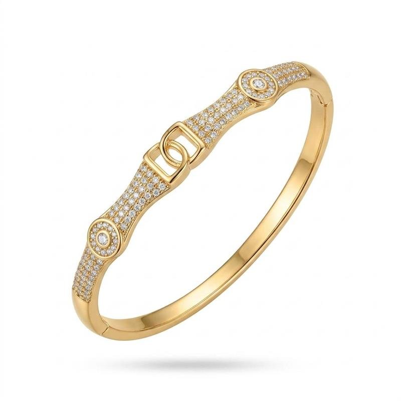 BRACELETE CRAVEJADO BANHADO OURO - CRISTAL