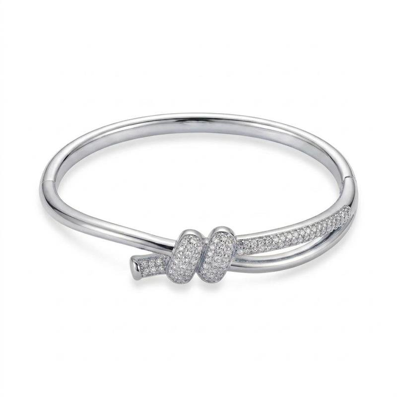 BRACELETE NÓ CRAVEJADO BANHADO RÓDIO - CRISTAL