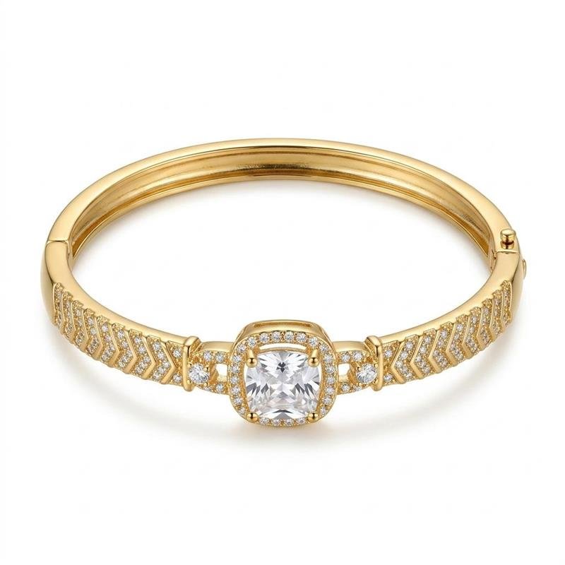 BRACELETE ZIRCONIA BANHADO OURO - CRISTAL
