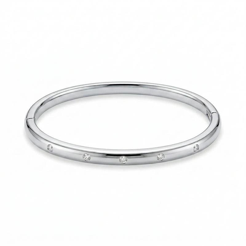 BRACELETE PONTOS DE LUZ BANHADO RÓDIO - CRISTAL