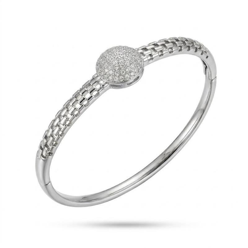 BRACELETE CRAVEJADO BANHADO RÓDIO - CRISTAL
