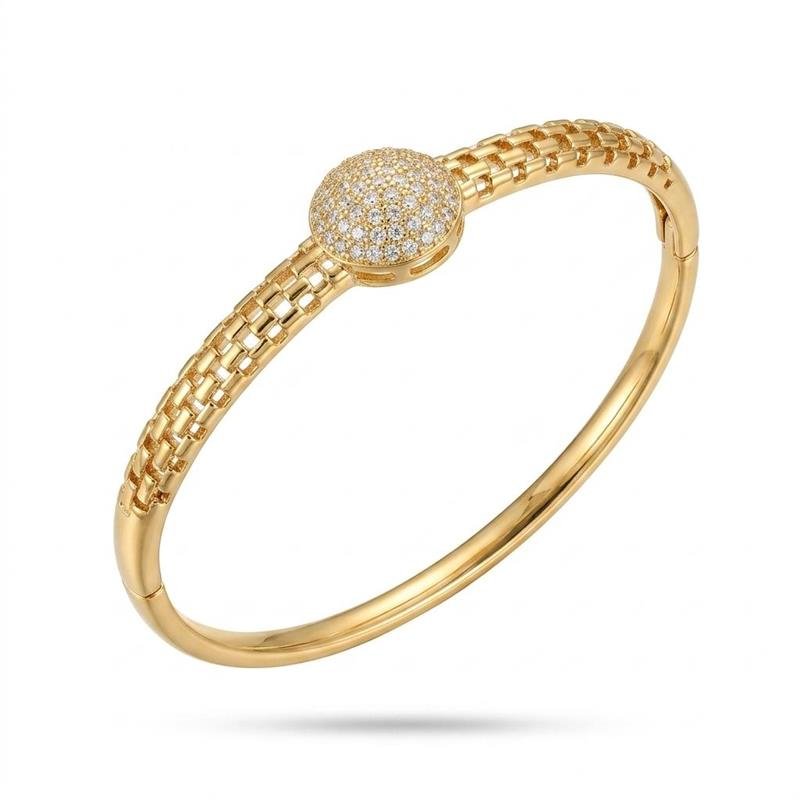BRACELETE CRAVEJADO BANHADO OURO - CRISTAL