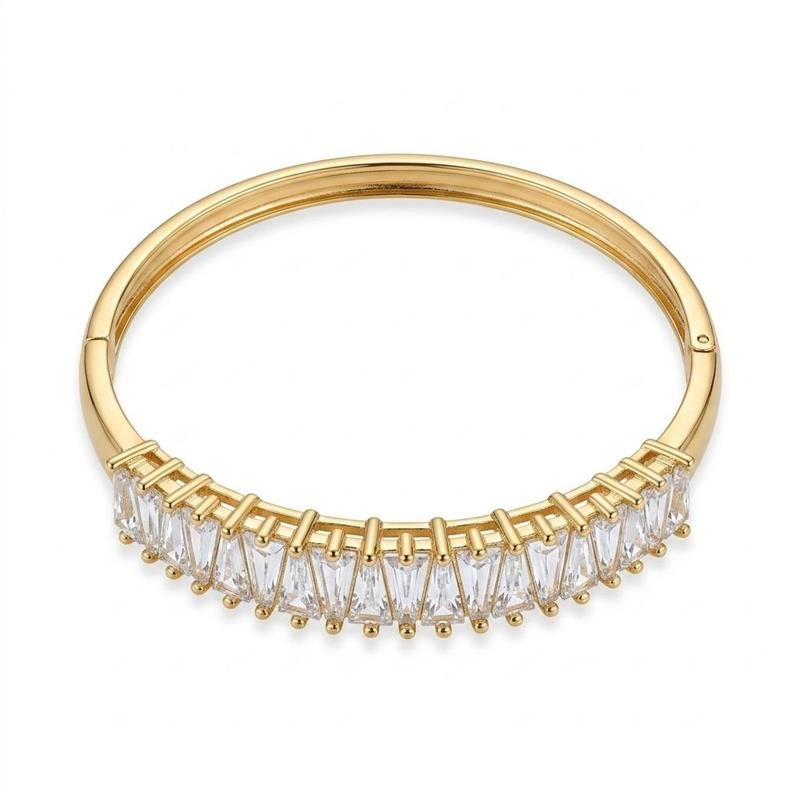 BRACELETE ZIRCONIAS BANHADO OURO - CRISTAL