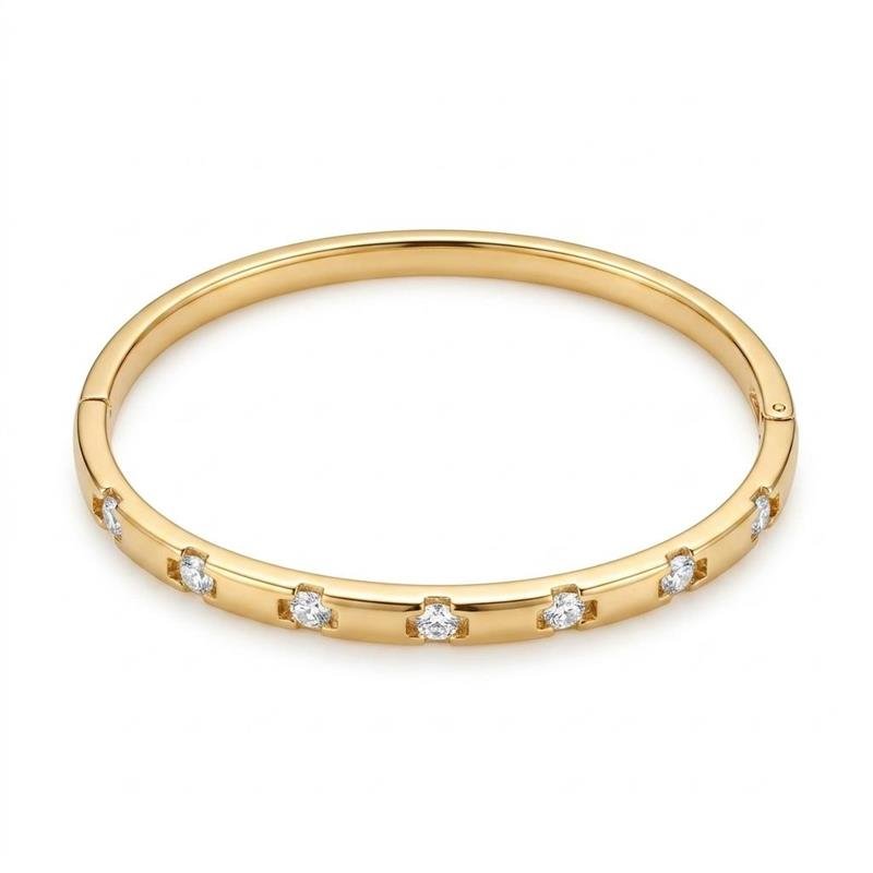 BRACELETE PONTOS DE LUZ BANHADO OURO - CRISTAL
