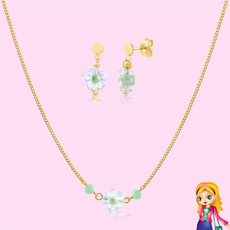 CONJUNTO INFANTIL FLOR FOLH. OURO