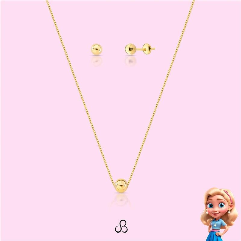 CONJUNTO INFANTIL ESFERA BANHADO OURO - .
