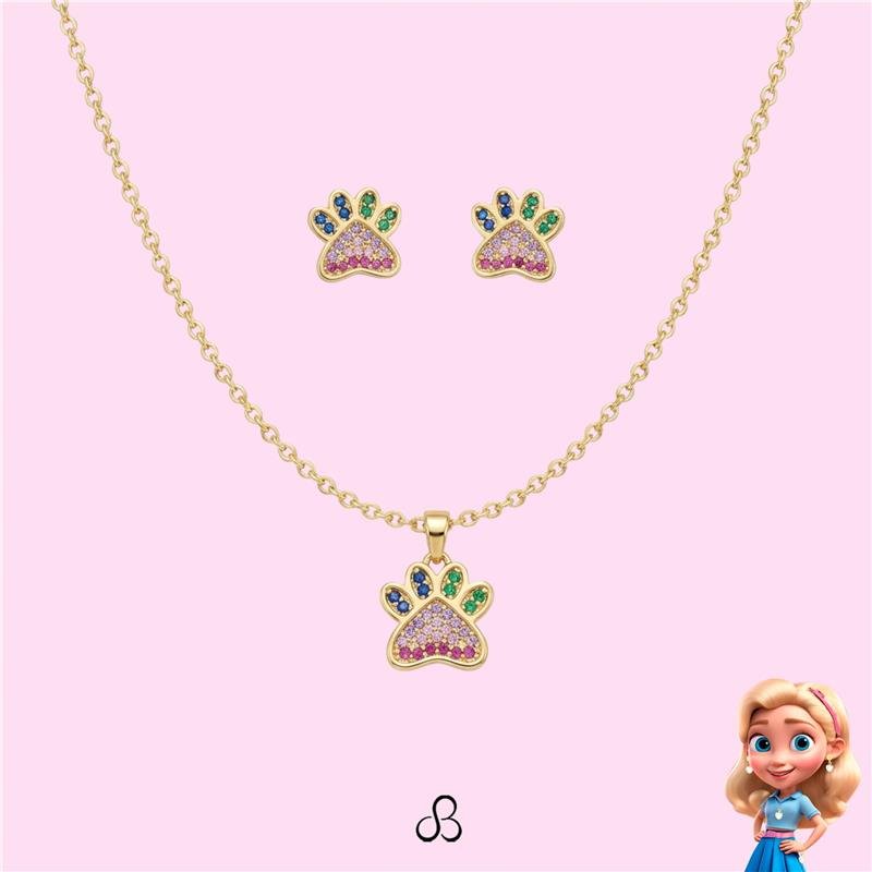 CONJUNTO INFANTIL PATINHA CRAVEJADA BANHADO OURO - COLORIDO
