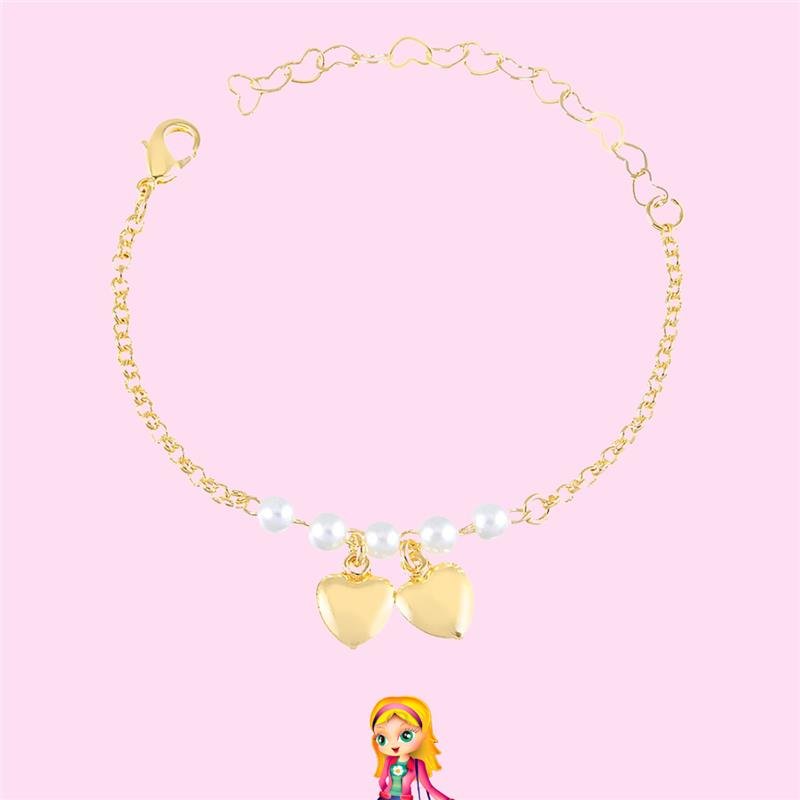 PULSEIRA INFANTIL CORAÇÕES BANHADO OURO - .