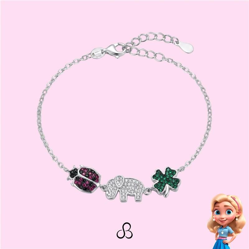 PULSEIRA INFANTIL CRAVEJADA PRATA 925 - COLORIDO
