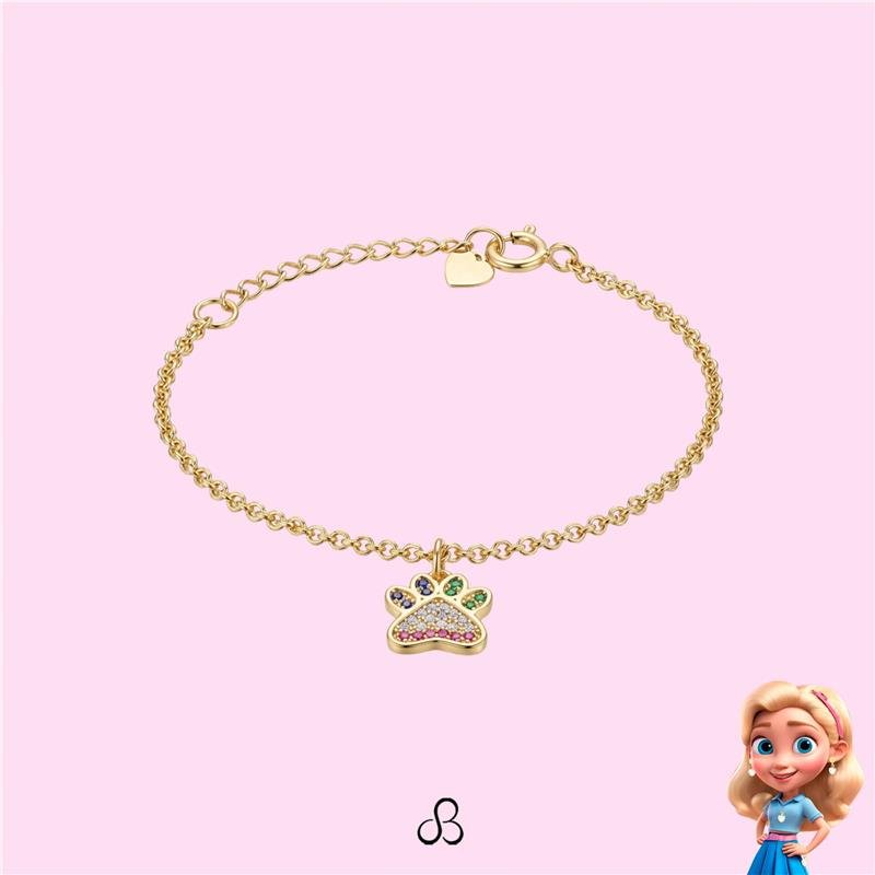 PULSEIRA INFANTIL PATINHA CRAVEJADA BANHADO OURO - COLORIDO