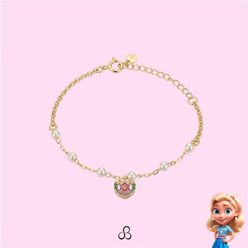 PULSEIRA INFANTIL CORAÇÃOZINHO BANHADO OURO - COLORIDO