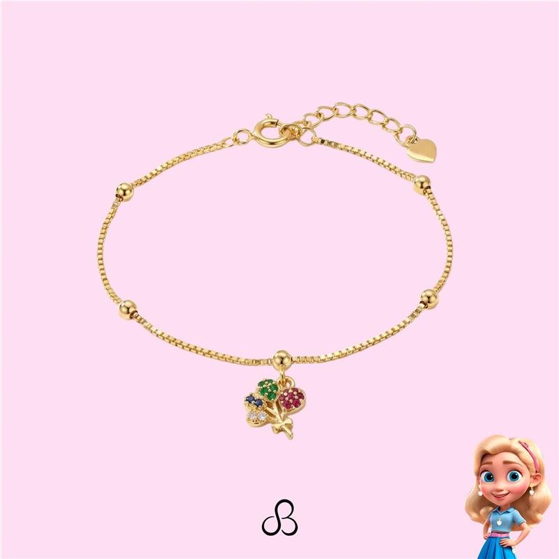 PULSEIRA INFANTIL BALÕES BANHADO OURO - COLORIDO