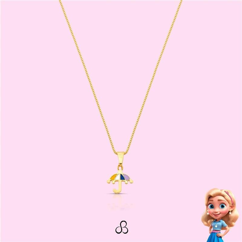 COLAR INFANTIL GUARDA CHUVA BANHADO OURO - COLORIDO