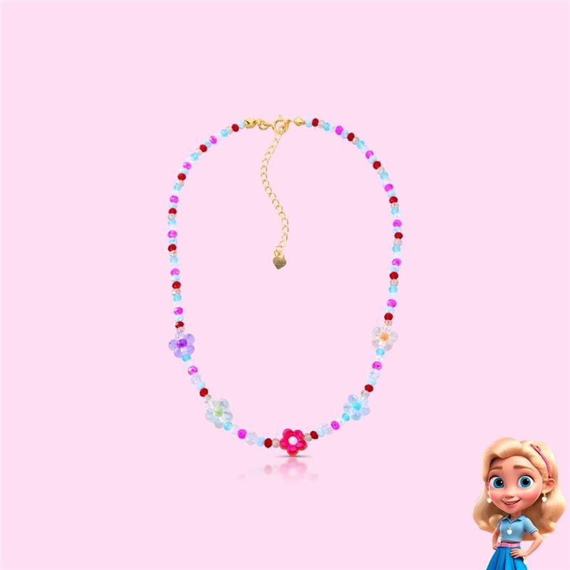 COLAR INFANTIL FLORES BANHADO OURO - COLORIDO