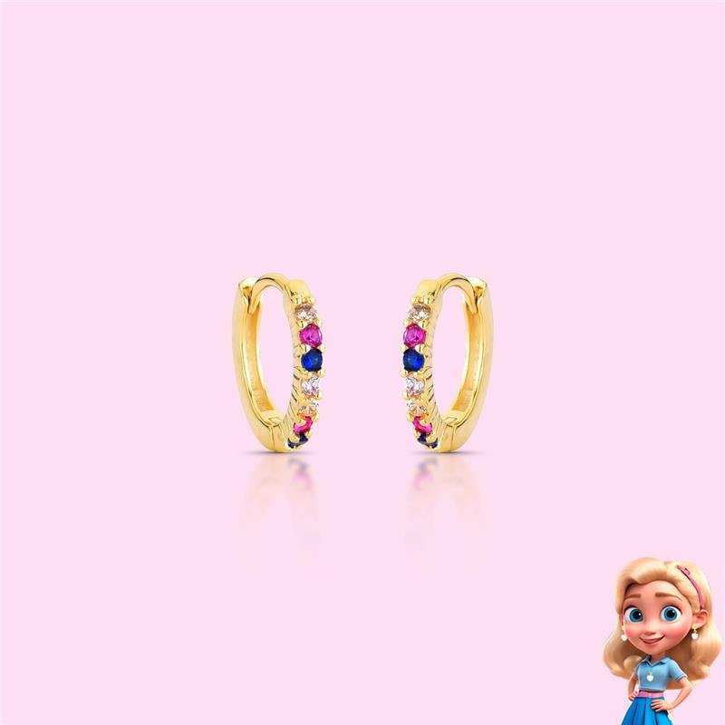 BRINCO INF CLICK ARGOLA COLORIDA FOLH OURO - COLORIDO