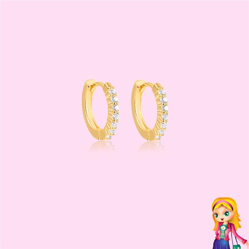 BRINCO INFANTIL ARGOLA CLICK BANHADO OURO - CRISTAL