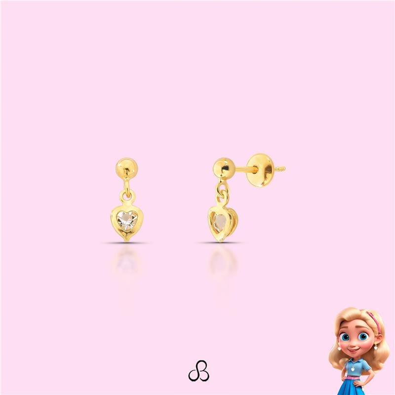 BRINCO INFANTIL CORAÇÃOZINHO BANHADO OURO - CRISTAL