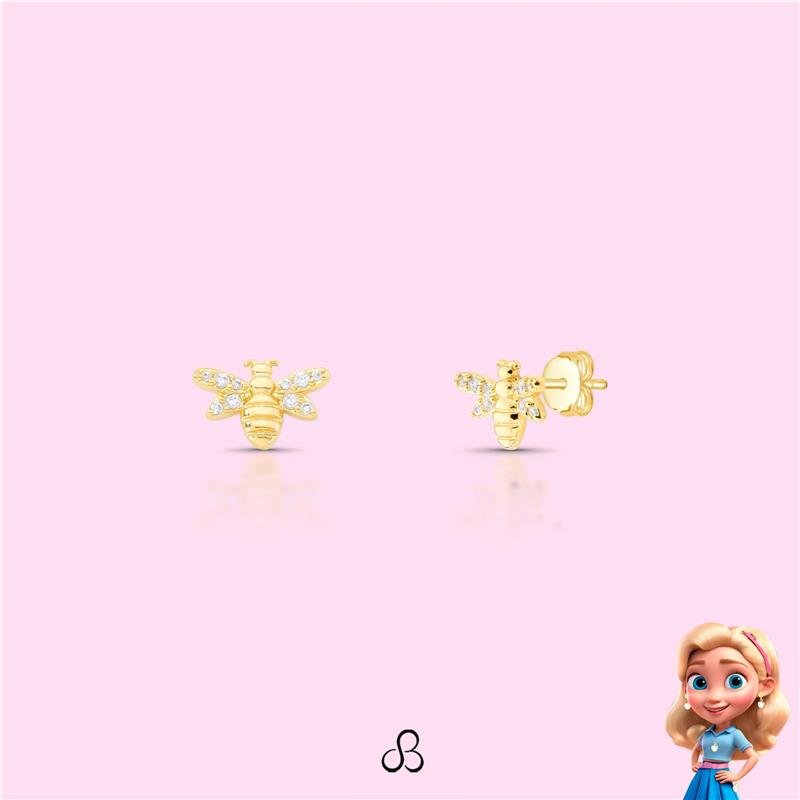 BRINCO INFANTIL ABELHA BANHADO OURO - CRISTAL