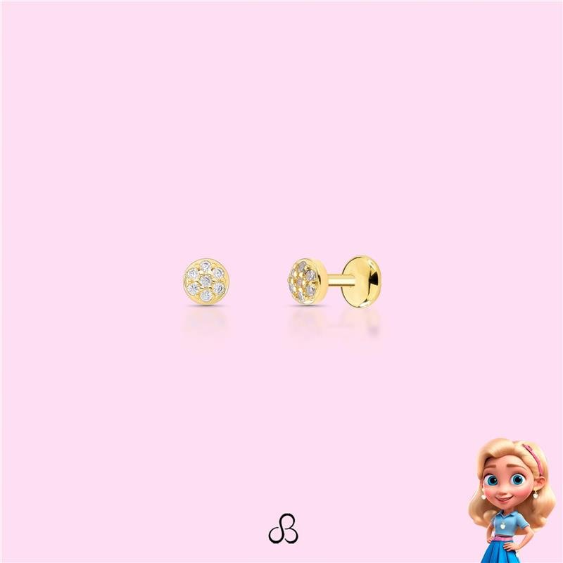 BRINCO BABY CRAVEJADO BANHADO OURO - CRISTAL